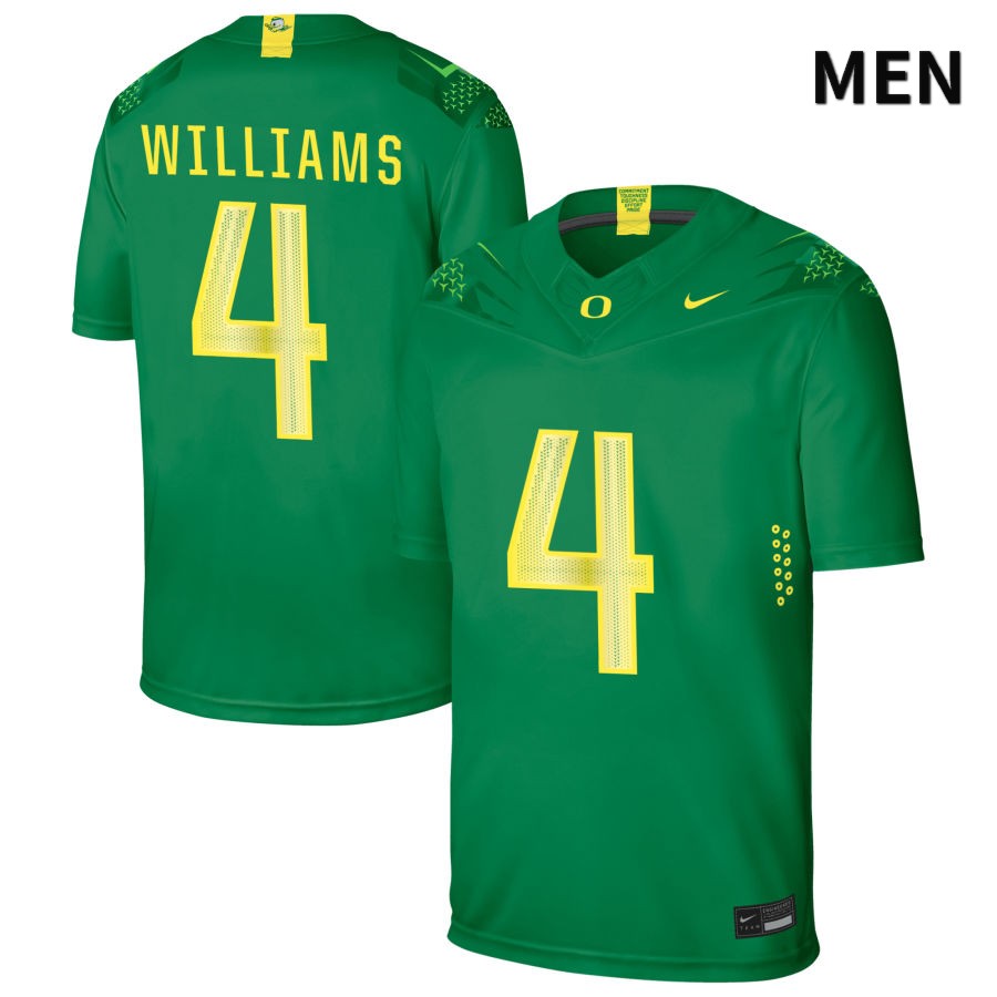 Oregon Ducks Men's #4 Bennett Williams Football College Authentic Green NIL 2022 Nike Jersey QZT80O1N